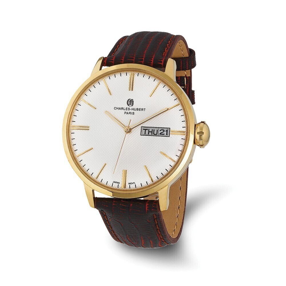 Kazi Luxury Mens Charles Hubert Stainless Steel White Dial Watch